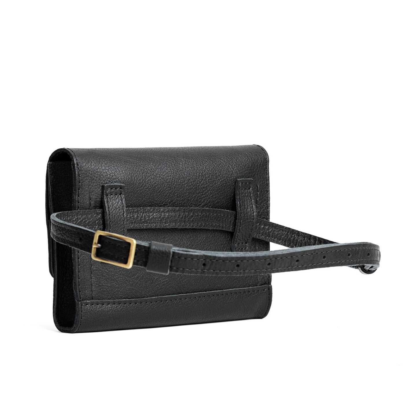  Pebbled--black | Petite bag with magnetic flap closure and adjustable belt strap