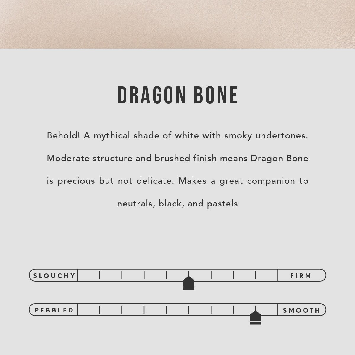 Dragon Bone | Petite bucket shaped tote bag with matching leather handles | infographic