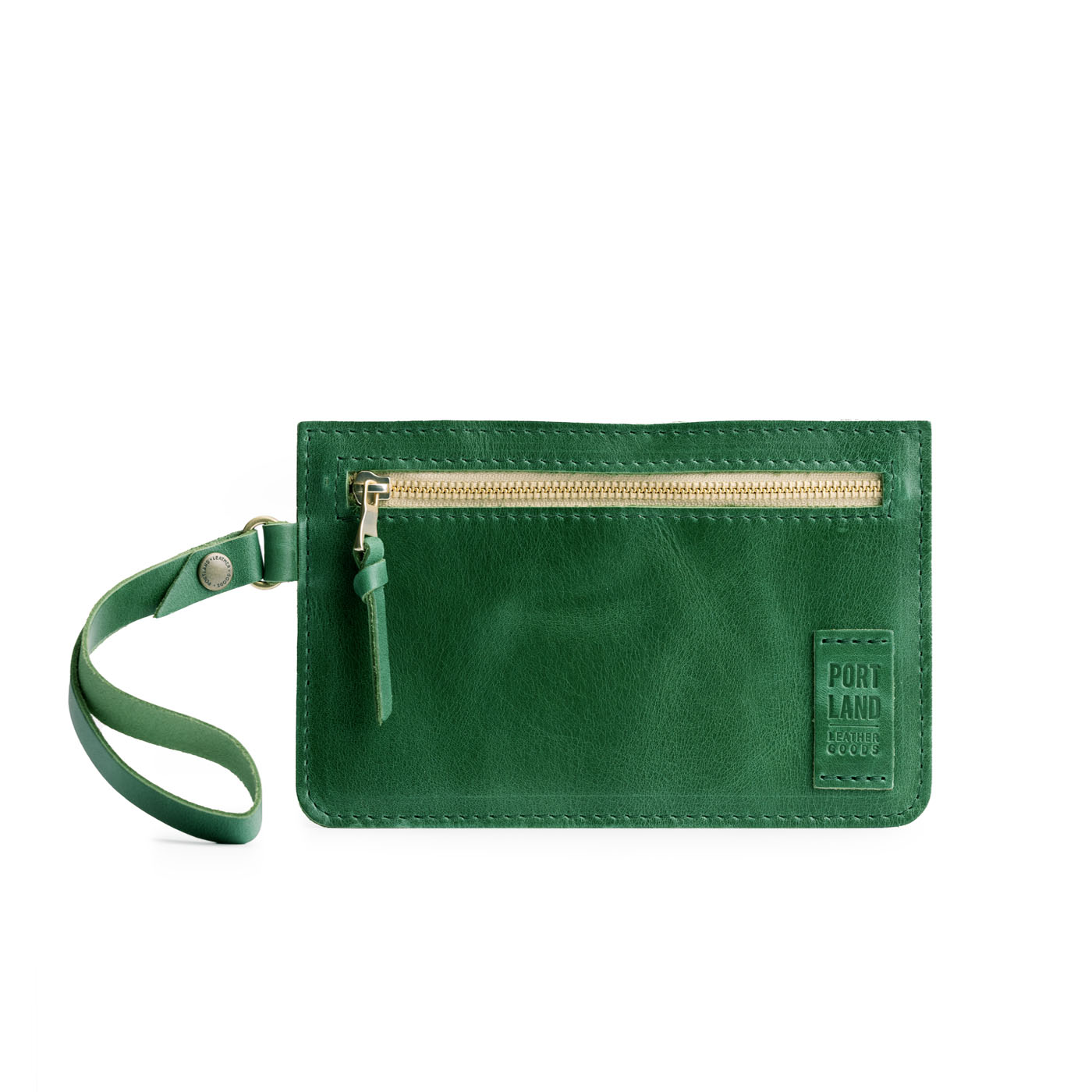 Cowboy Mint | Flat leather pouch with zipper and wristlet