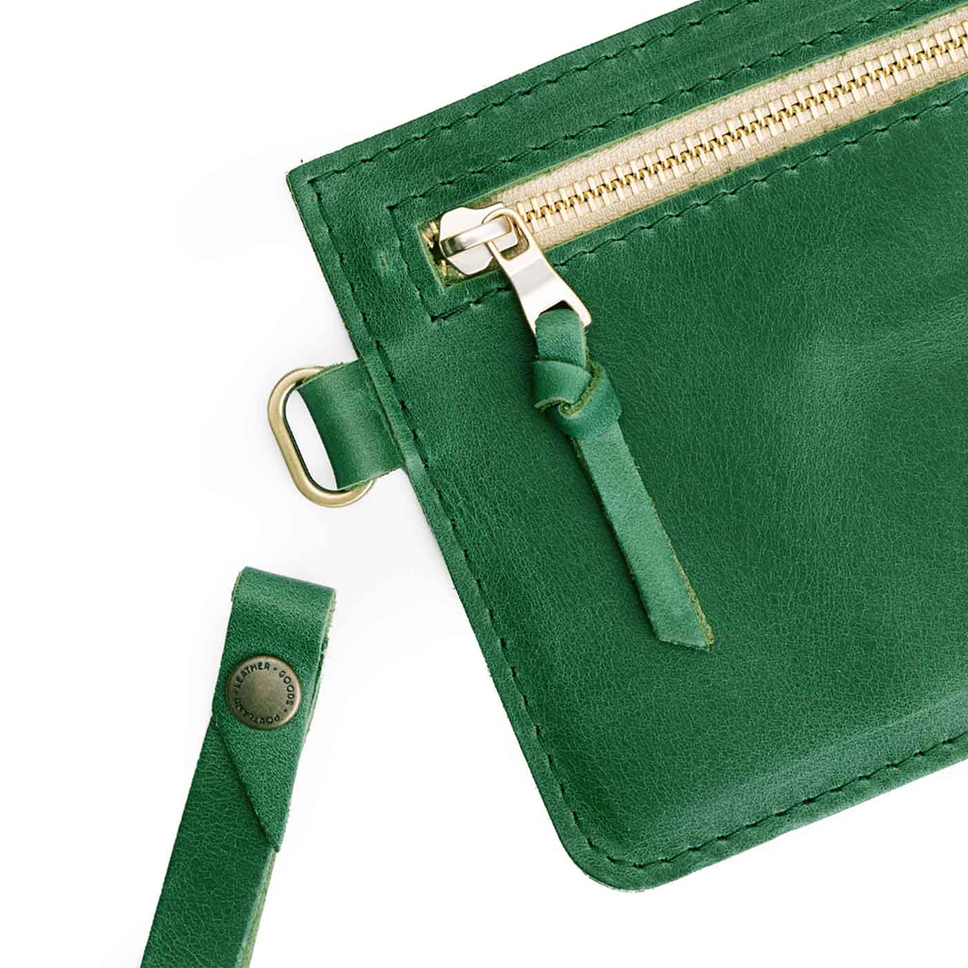 Cowboy Mint | Flat leather pouch with zipper and wristlet