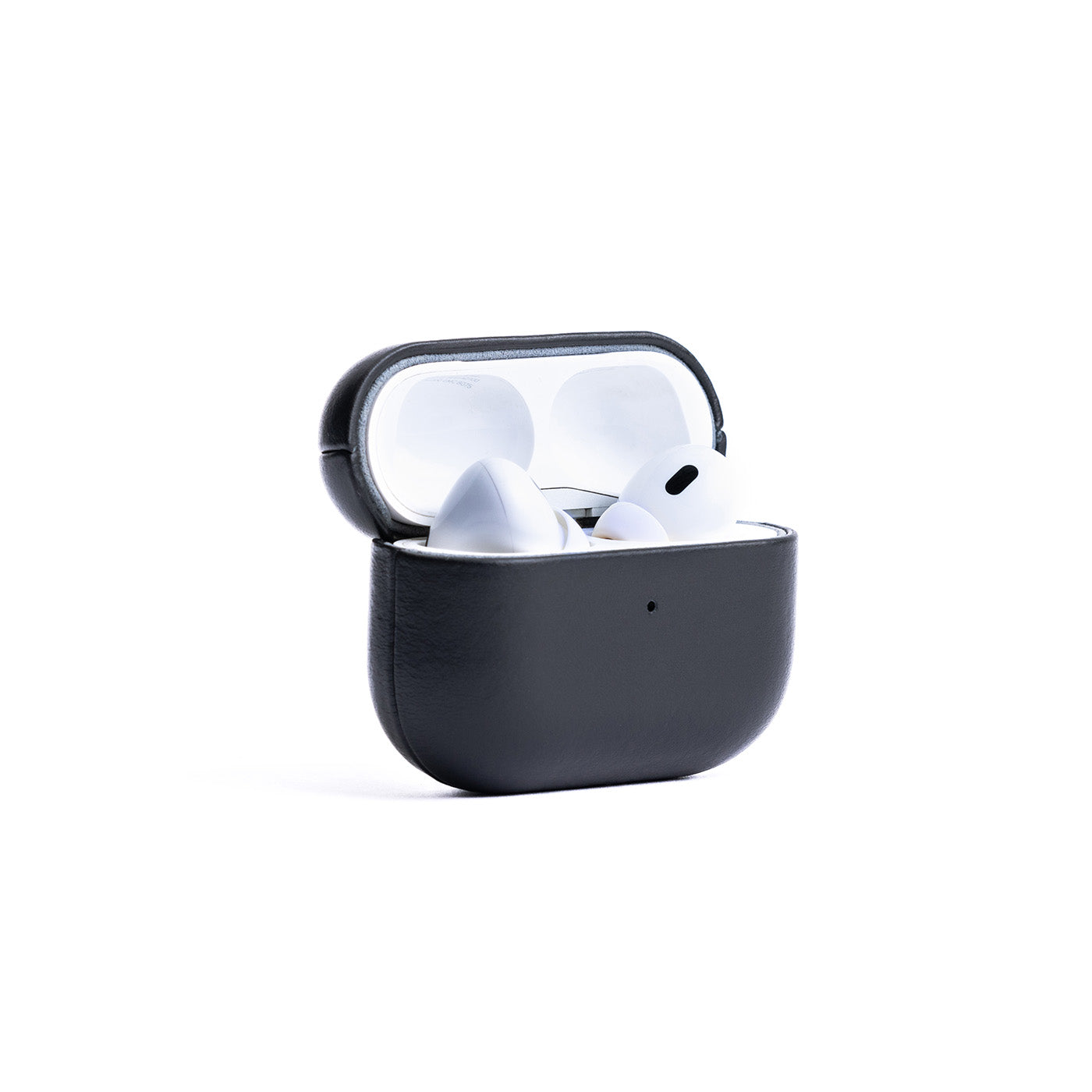 Black | Leather cover for airpod case open