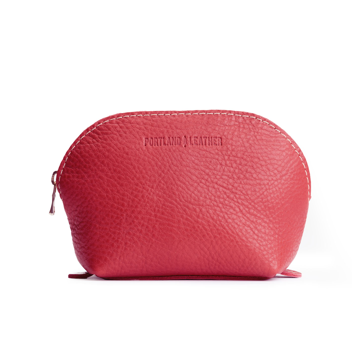 Sugar*Bella | Leather makeup bag with curved top zipper and flat bottom