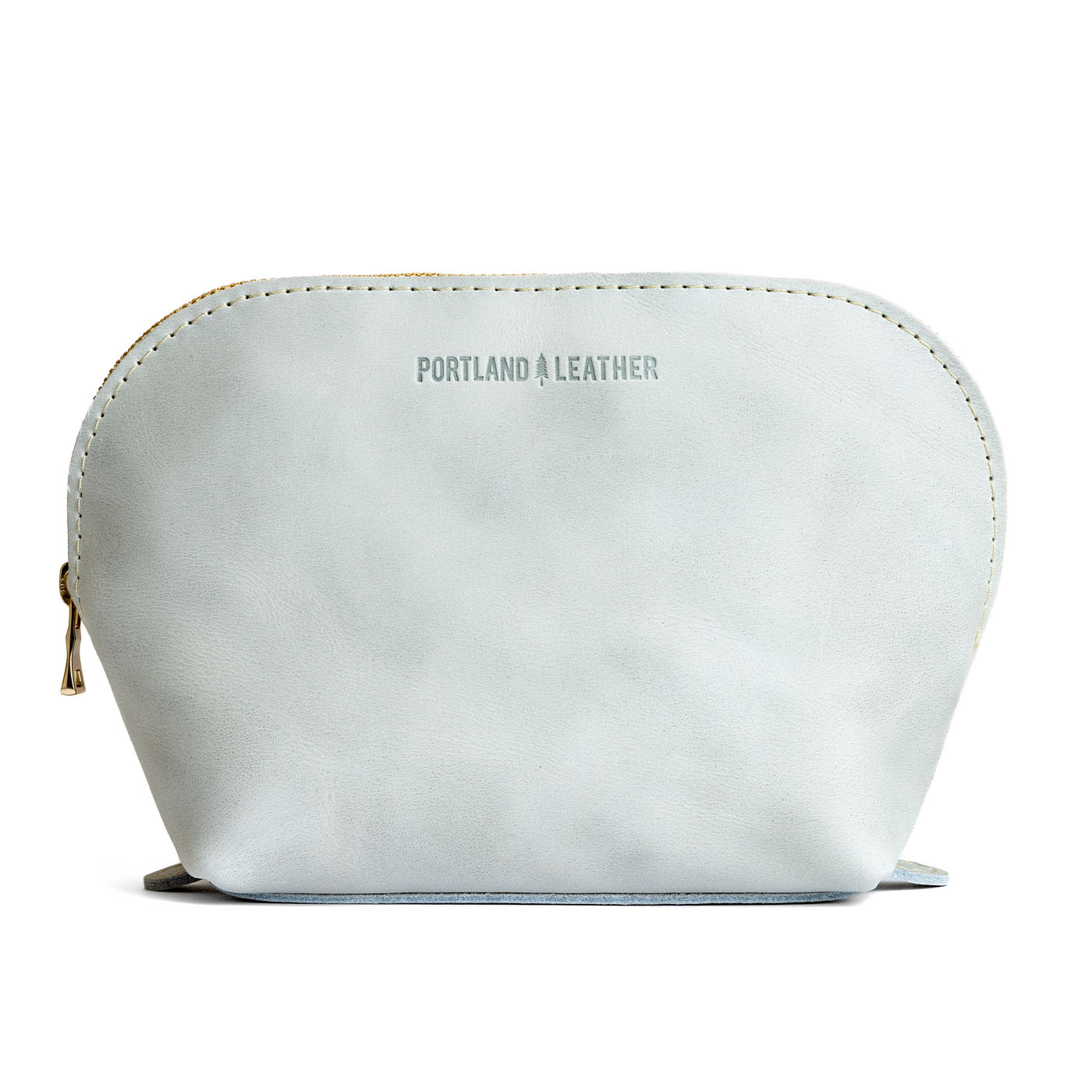 Beluga*Belladonna | Leather makeup bag with curved top zipper and flat bottom