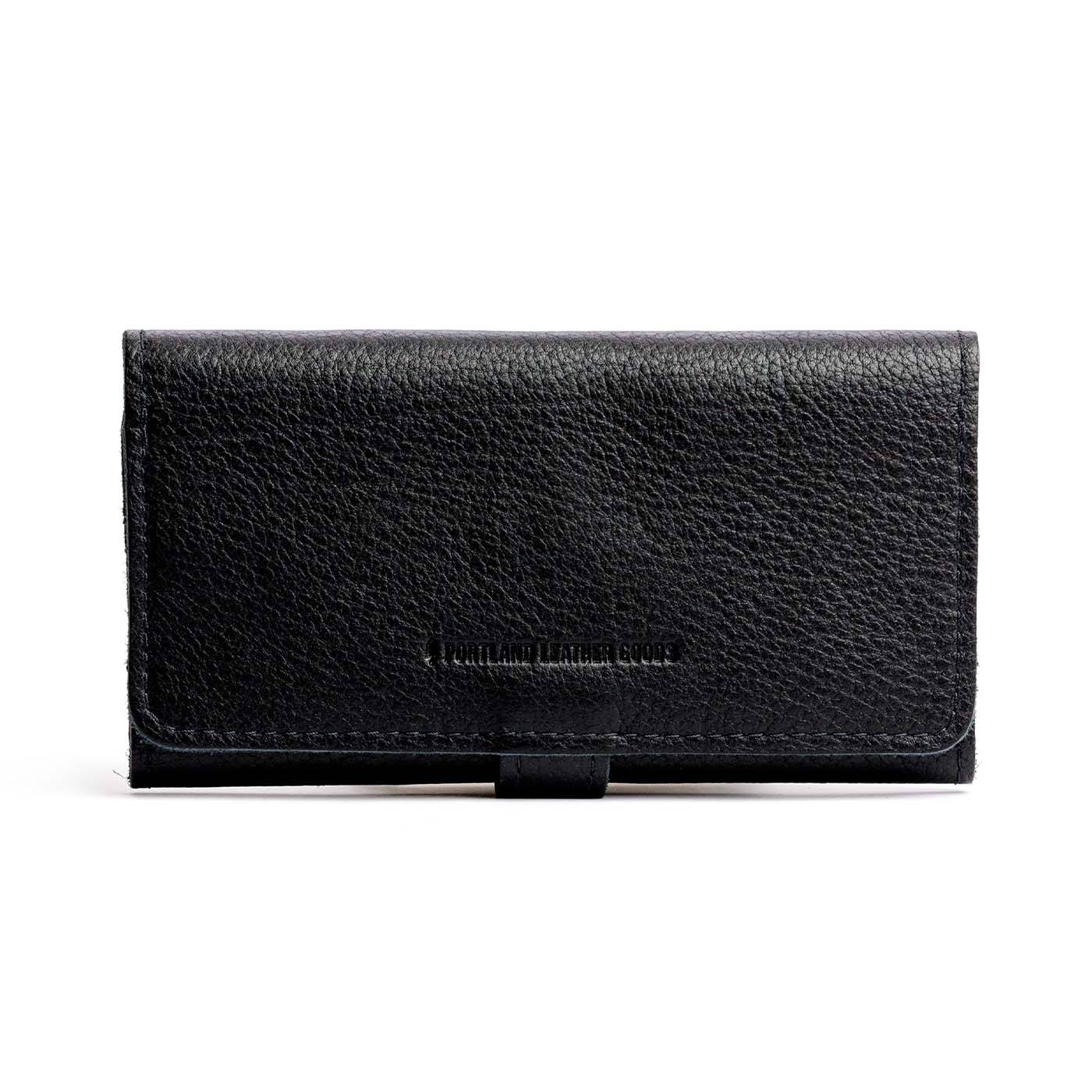 Pebbled--black | Backside of leather wallet