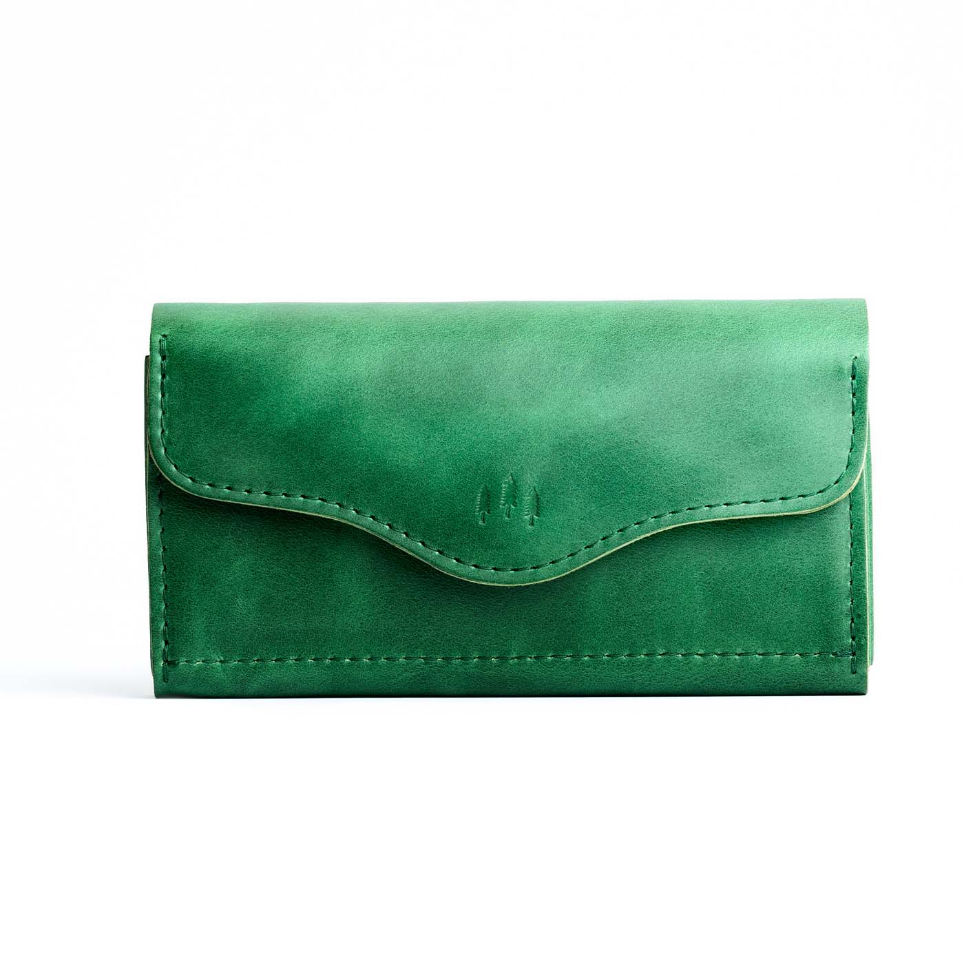 Cowboy Mint | Large leather wallet with snap closure and three trees debossed