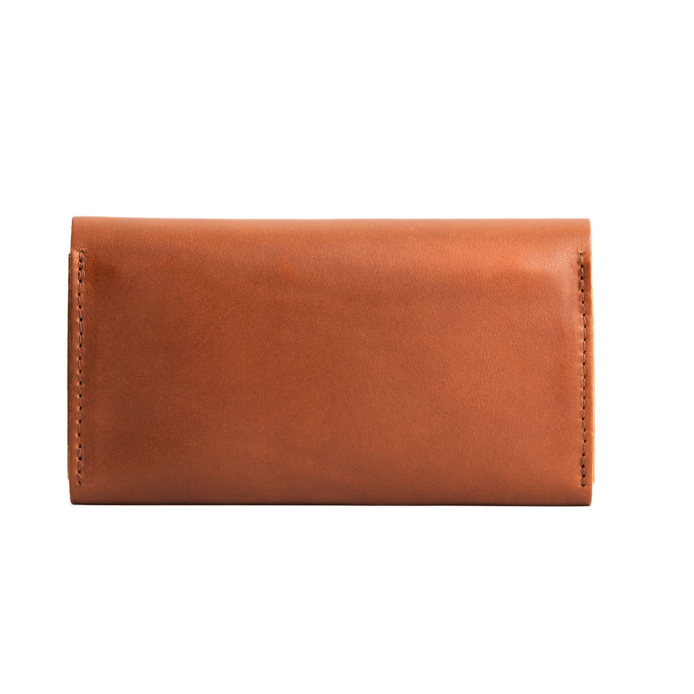 Honey | Backside of large leather wallet with snap closure