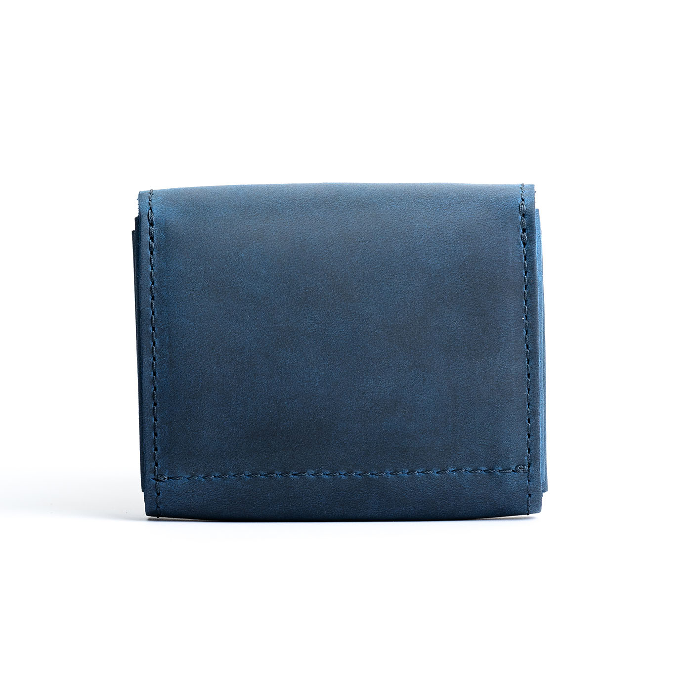 Deep Water | Backside of compact leather wallet with snap closure 