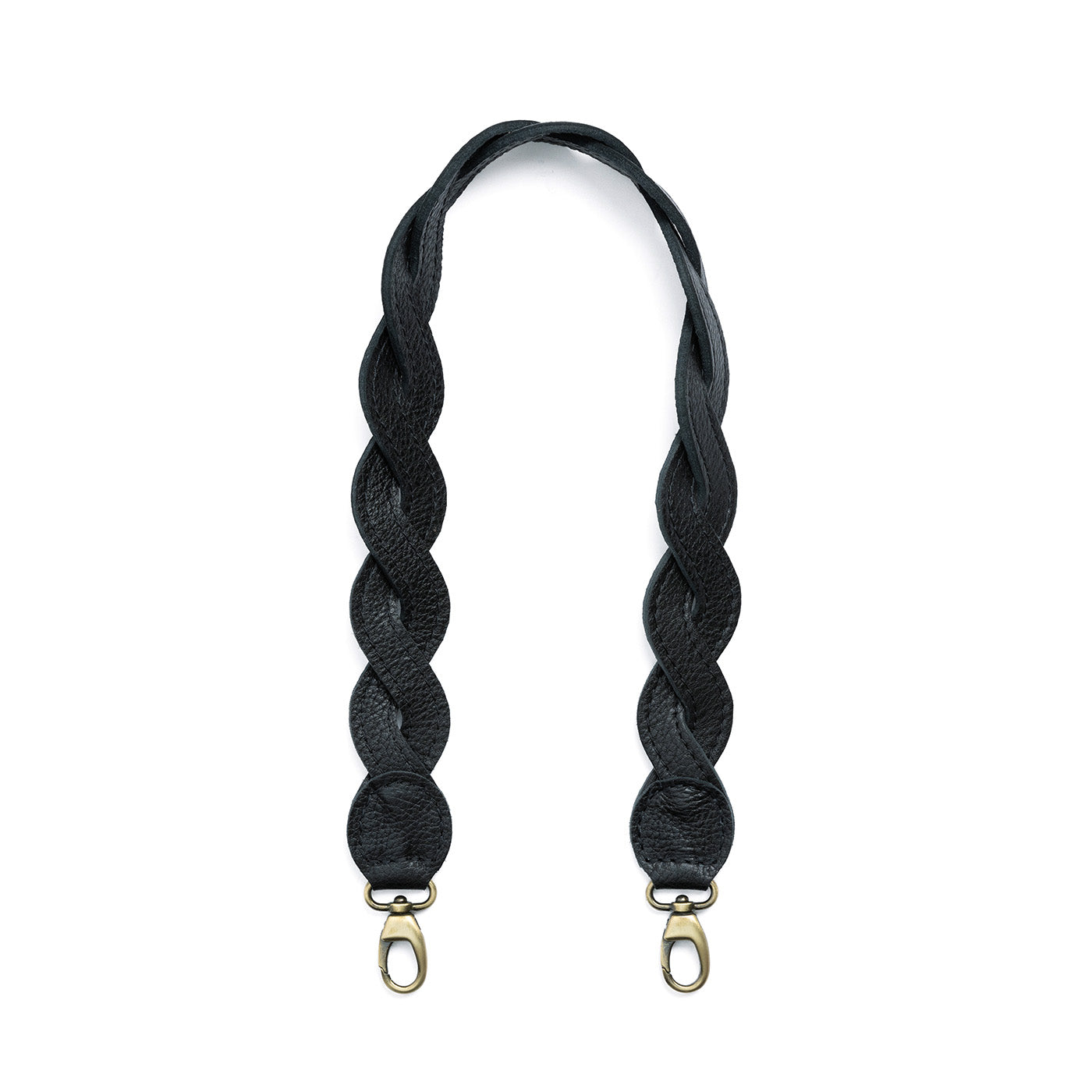 Pebbled--black | Woven leather shoulder strap with swivel lobster clasps