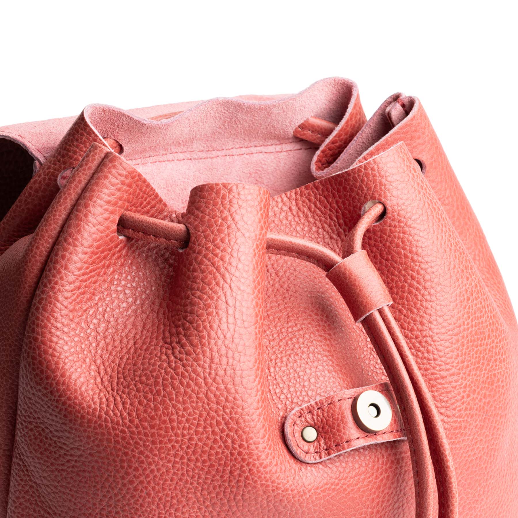 Watermelon | Slouchy leather bucket backpack