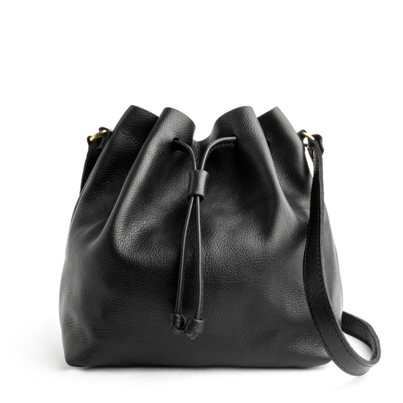 Pebbled--black*Large | Slouchy crossbody bag with drawstring closure