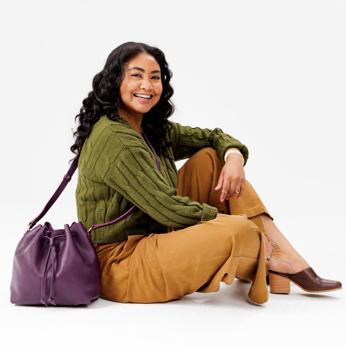 Plum*Large | Slouchy crossbody bag with drawstring closure