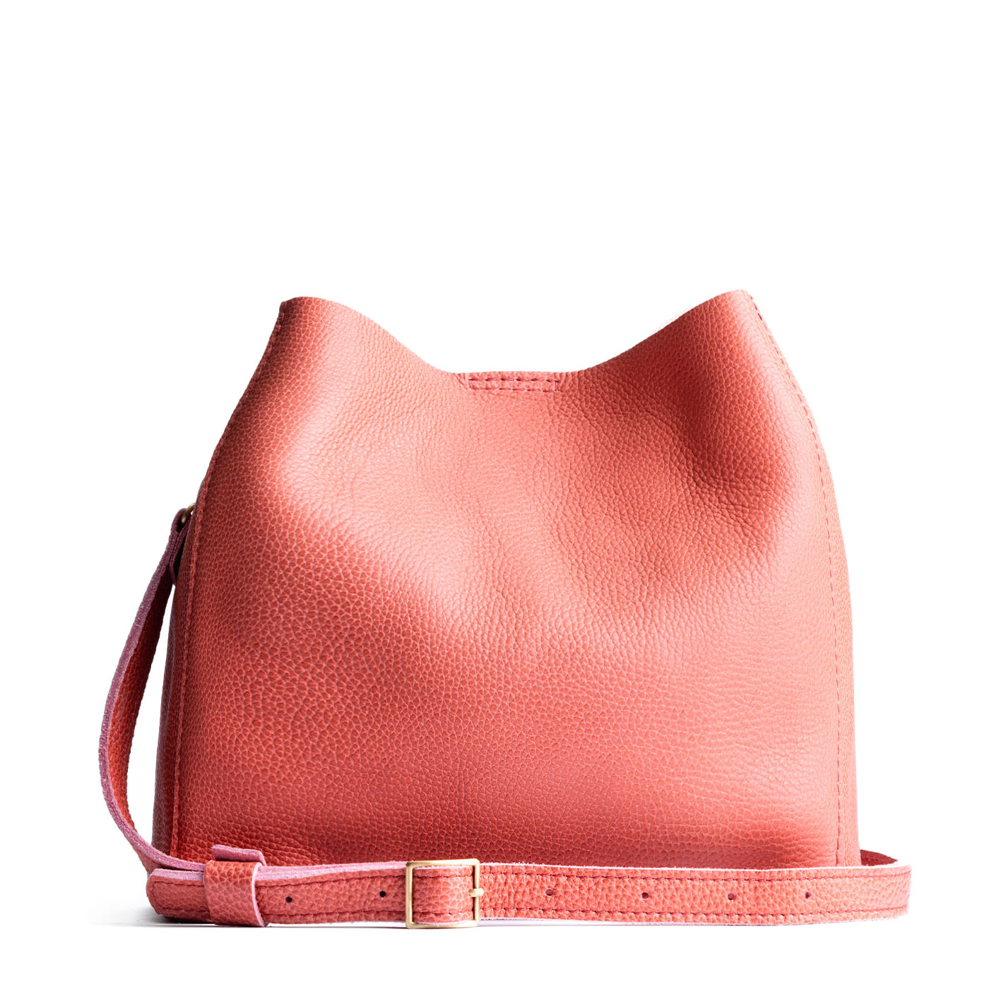 Watermelon | symmetrical bucket bag with latch closure and removable crossbody strap