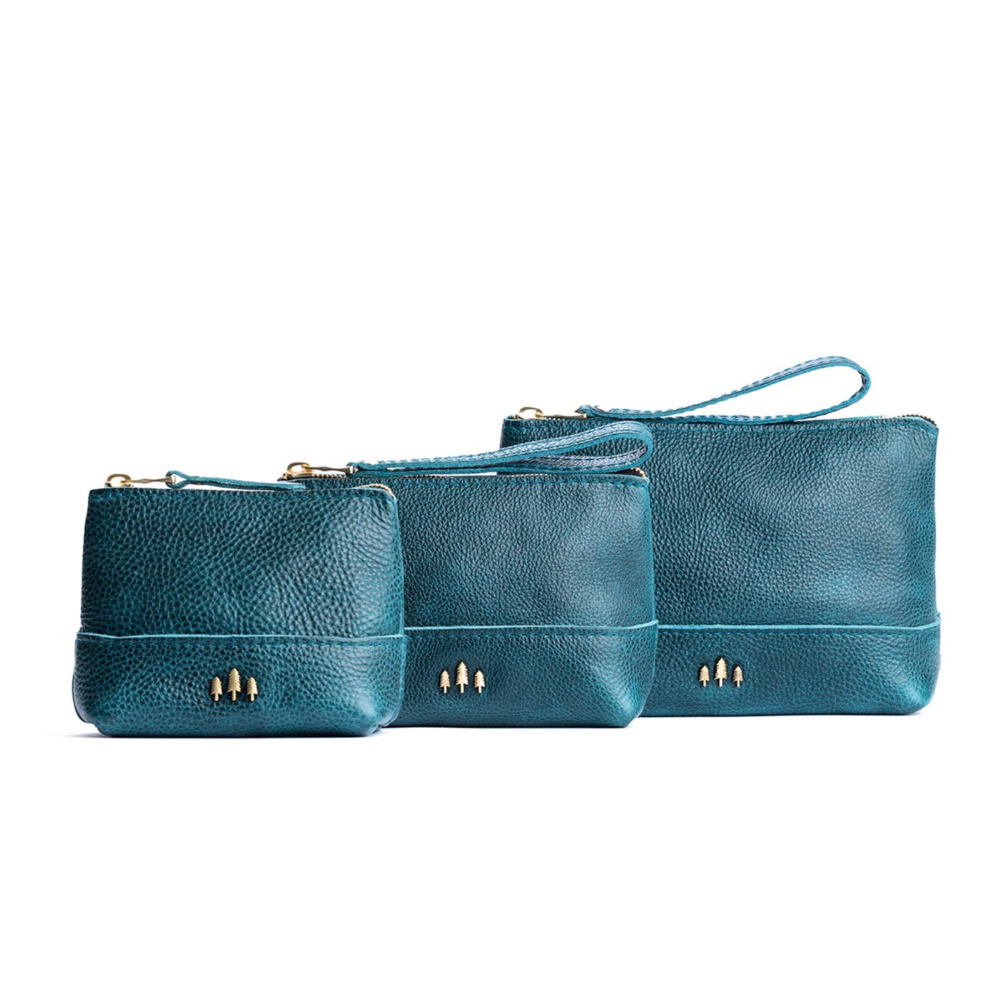 Lagoon | Three sizes of zip top rectangular pouch with wide base and narrow top