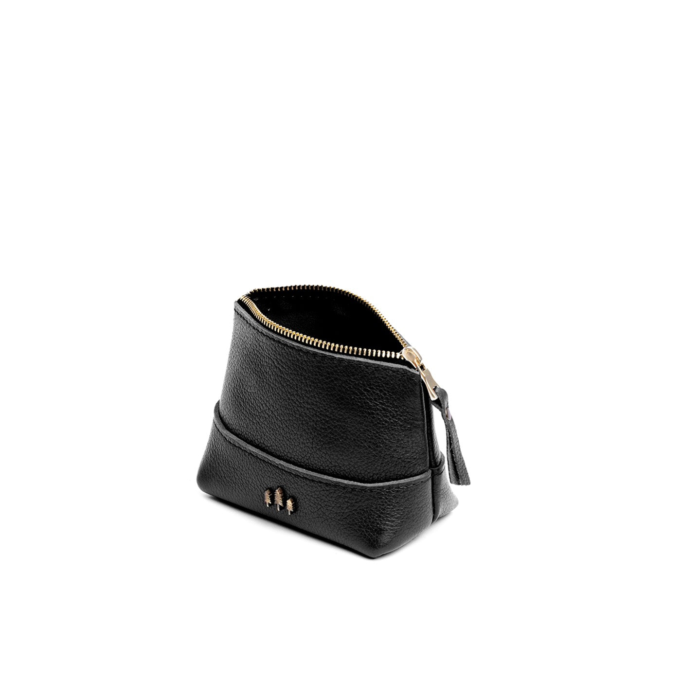 Pebbled--black*Small | Zip top rectangular pouch with wide base and narrow top