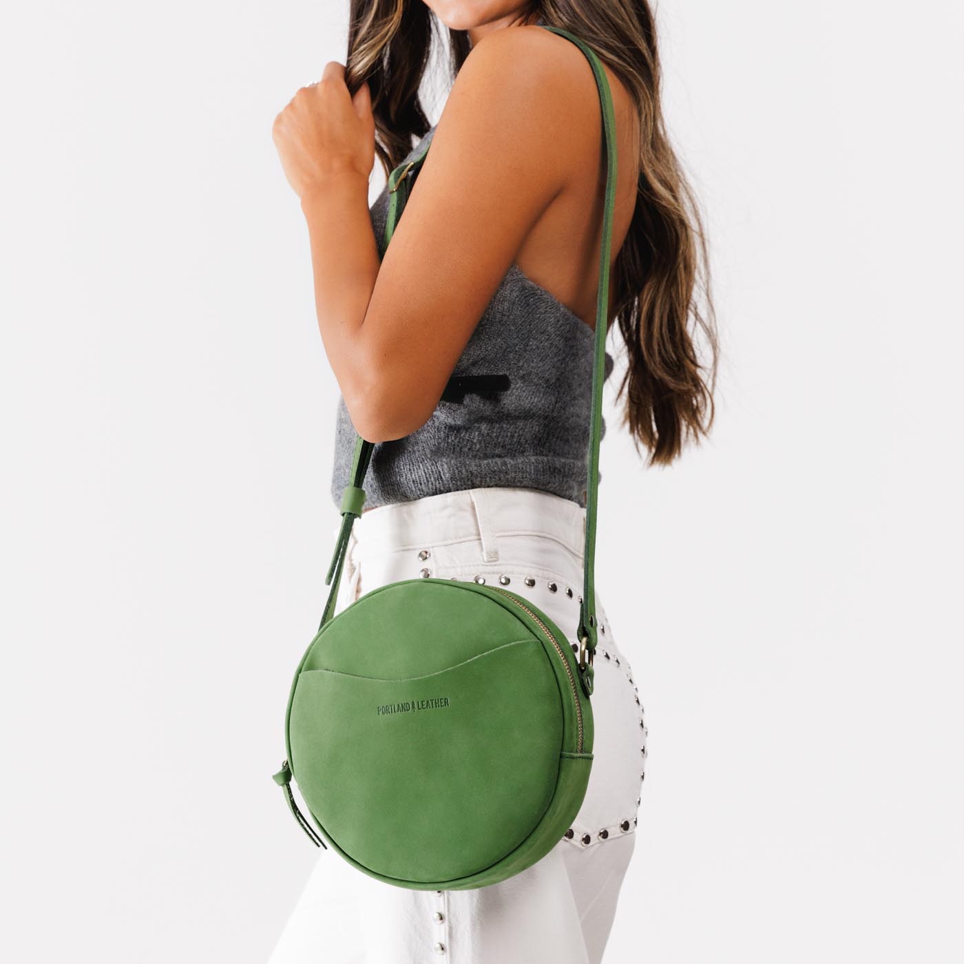 Succulent Large | Circle shaped crossbody bag with top zipper