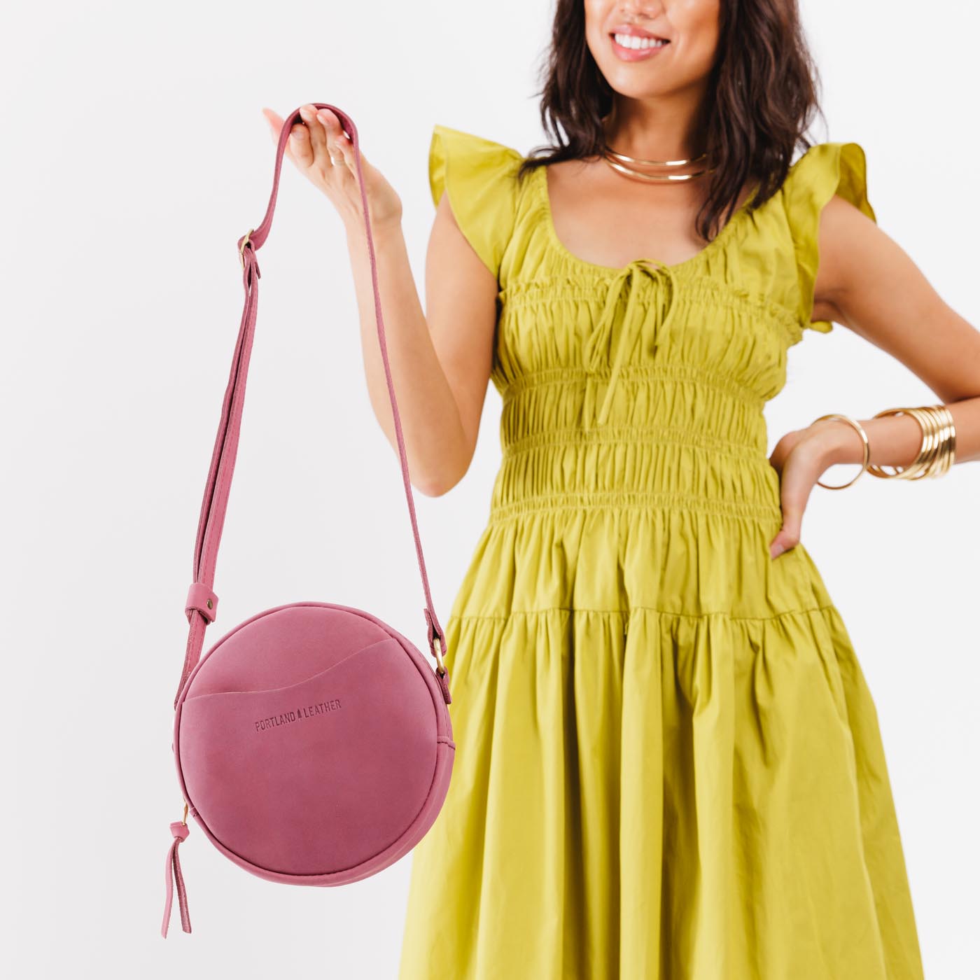 Foxglove*Small | Circle shaped crossbody with exterior pocket