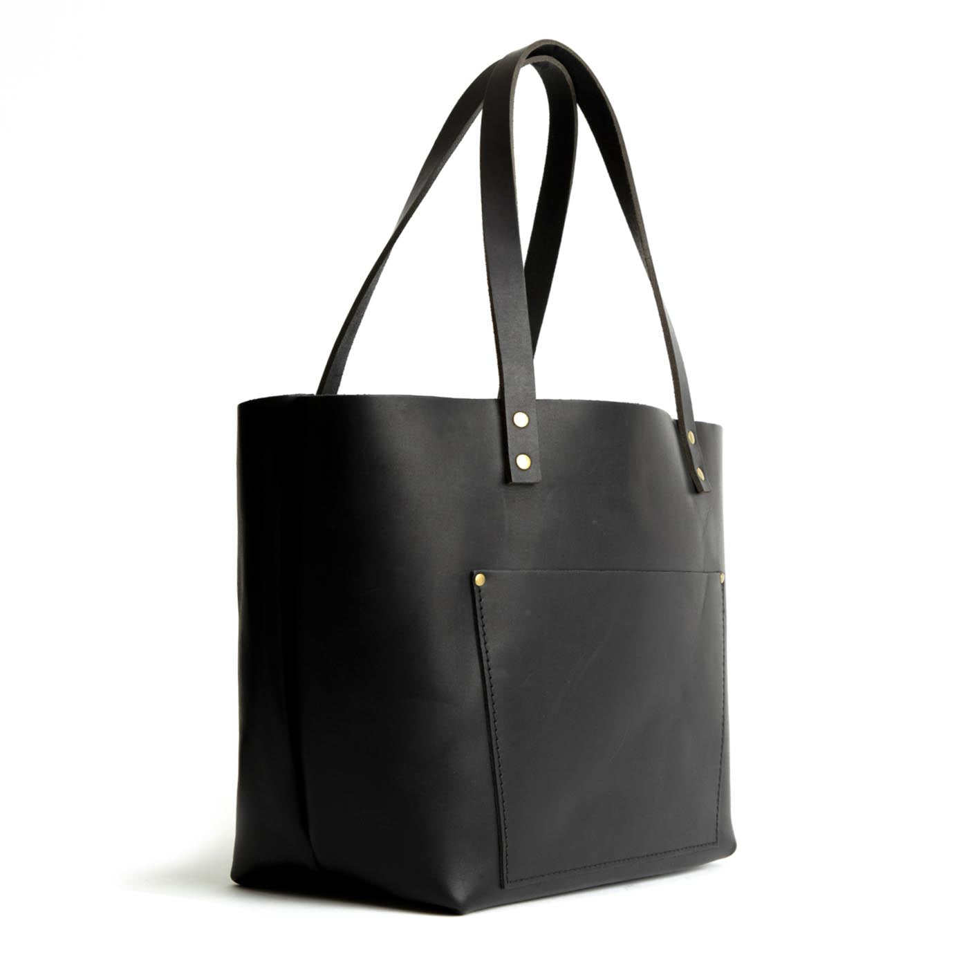 Black*Classic | Large leather tote bag with sturdy bridle handles and front pocket