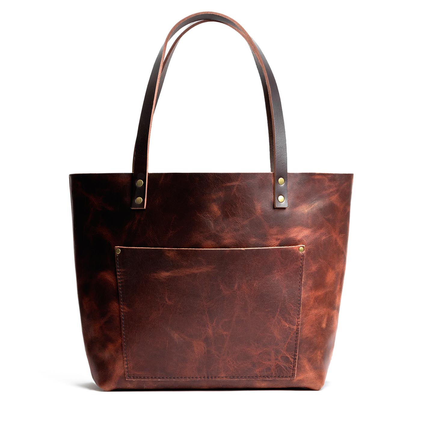 Lava Classic | Large leather tote bag with sturdy bridle handles and front pocket