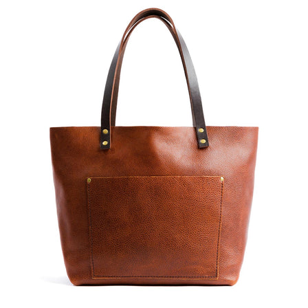 Nutmeg*Classic | Large leather tote bag with sturdy bridle handles and front pocket