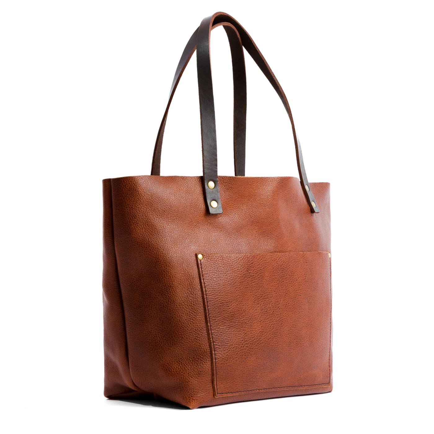 Nutmeg*Classic | Large leather tote bag with sturdy bridle handles and front pocket