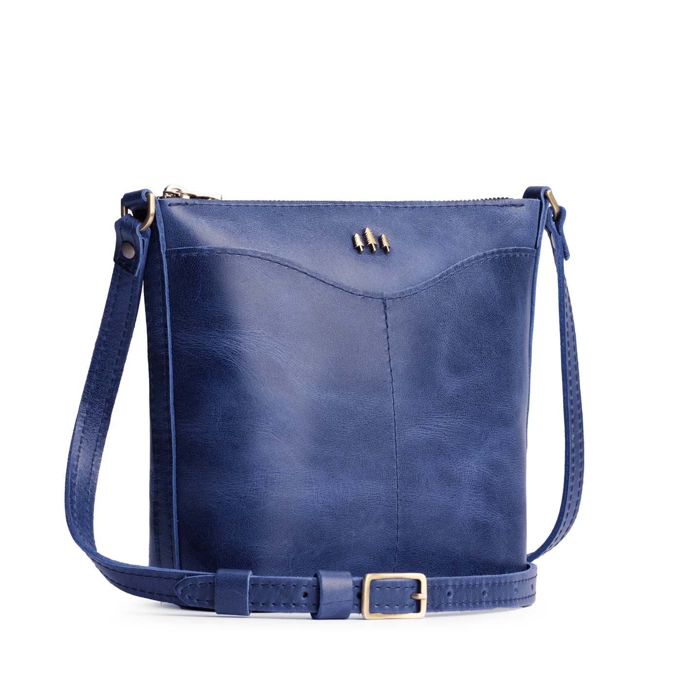 Cowboy Blue | Rectangular side bag with curved front pocket and metal tree shaped badge