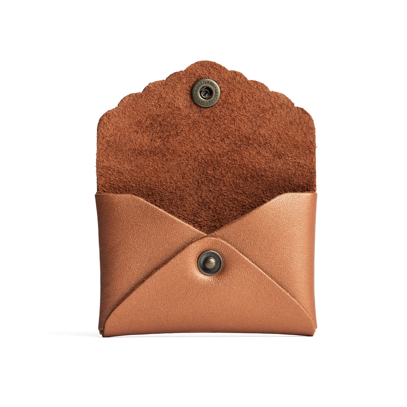 Hava | Small leather wallet with scalloped edge open