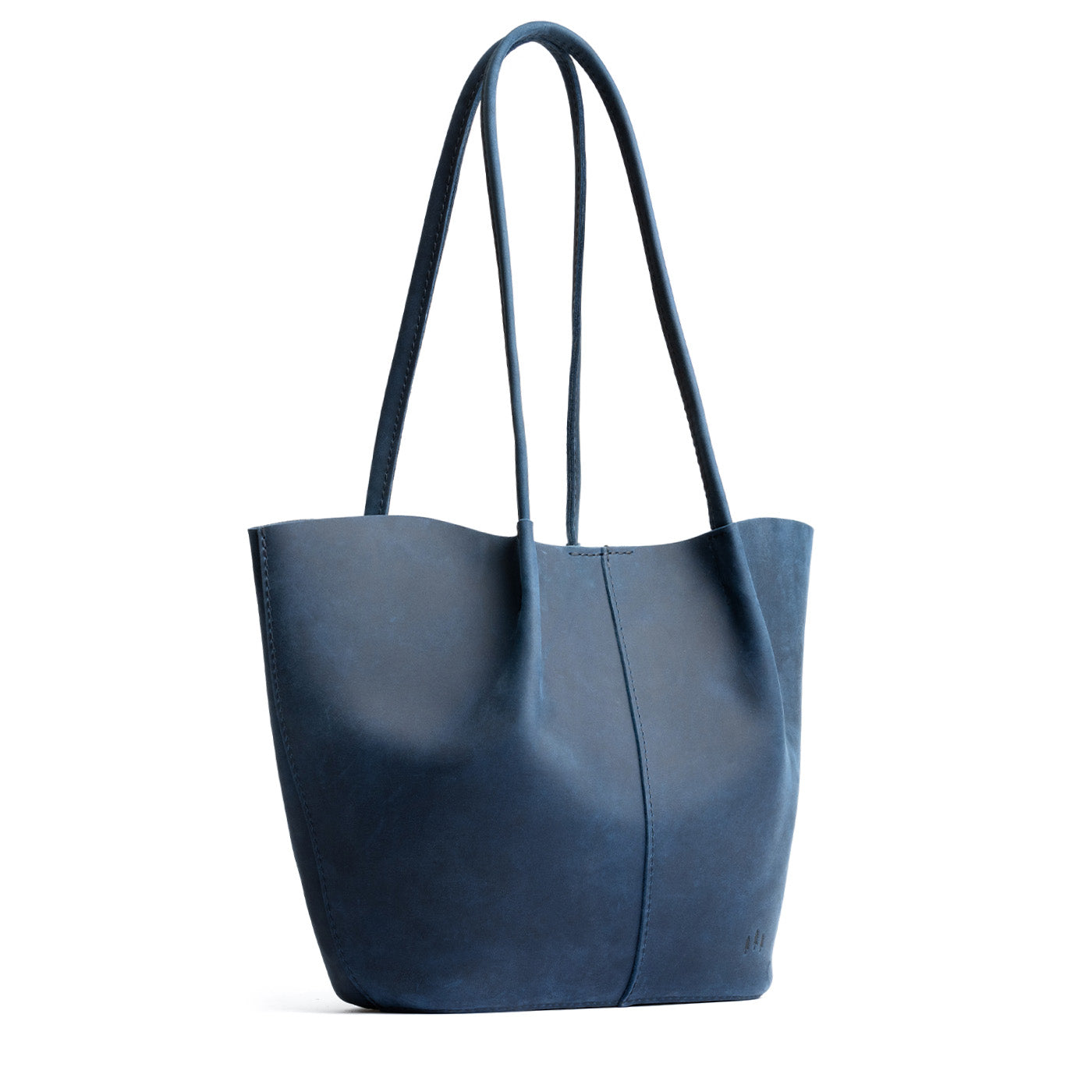 Deep Water Large | Wide bucket shaped tote bag with matching leather handles