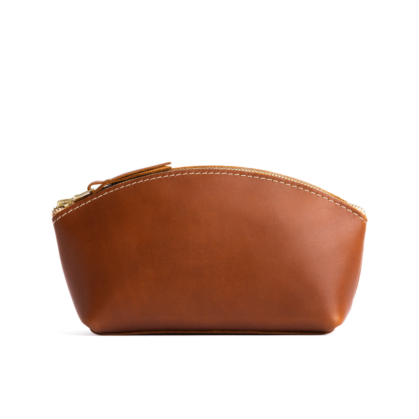 Honey Eclipse | Spacious leather makeup bag with curved seams and top zipper