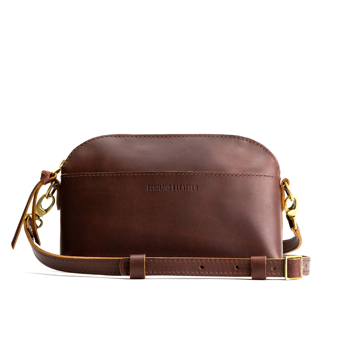 Cognac*Classic | Dome shaped crossbody purse with front and back pockets