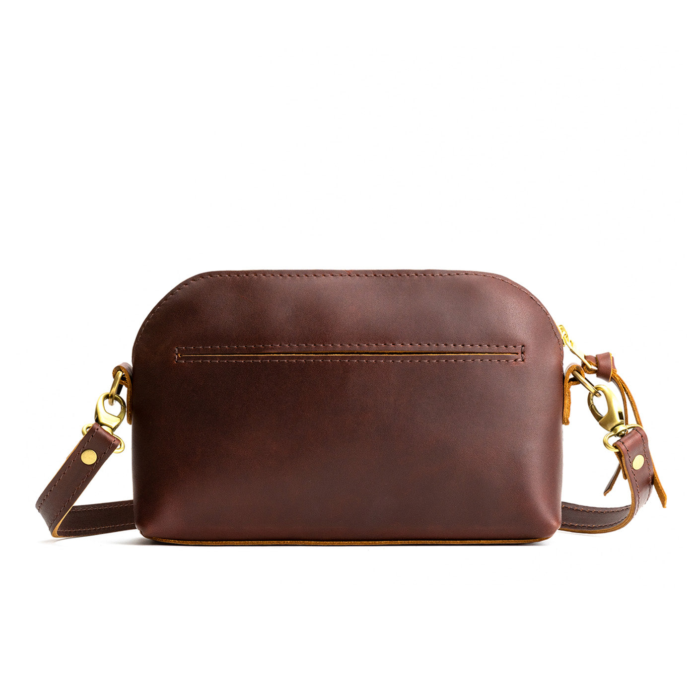 Cognac*Classic | Dome shaped crossbody purse with front and back pockets