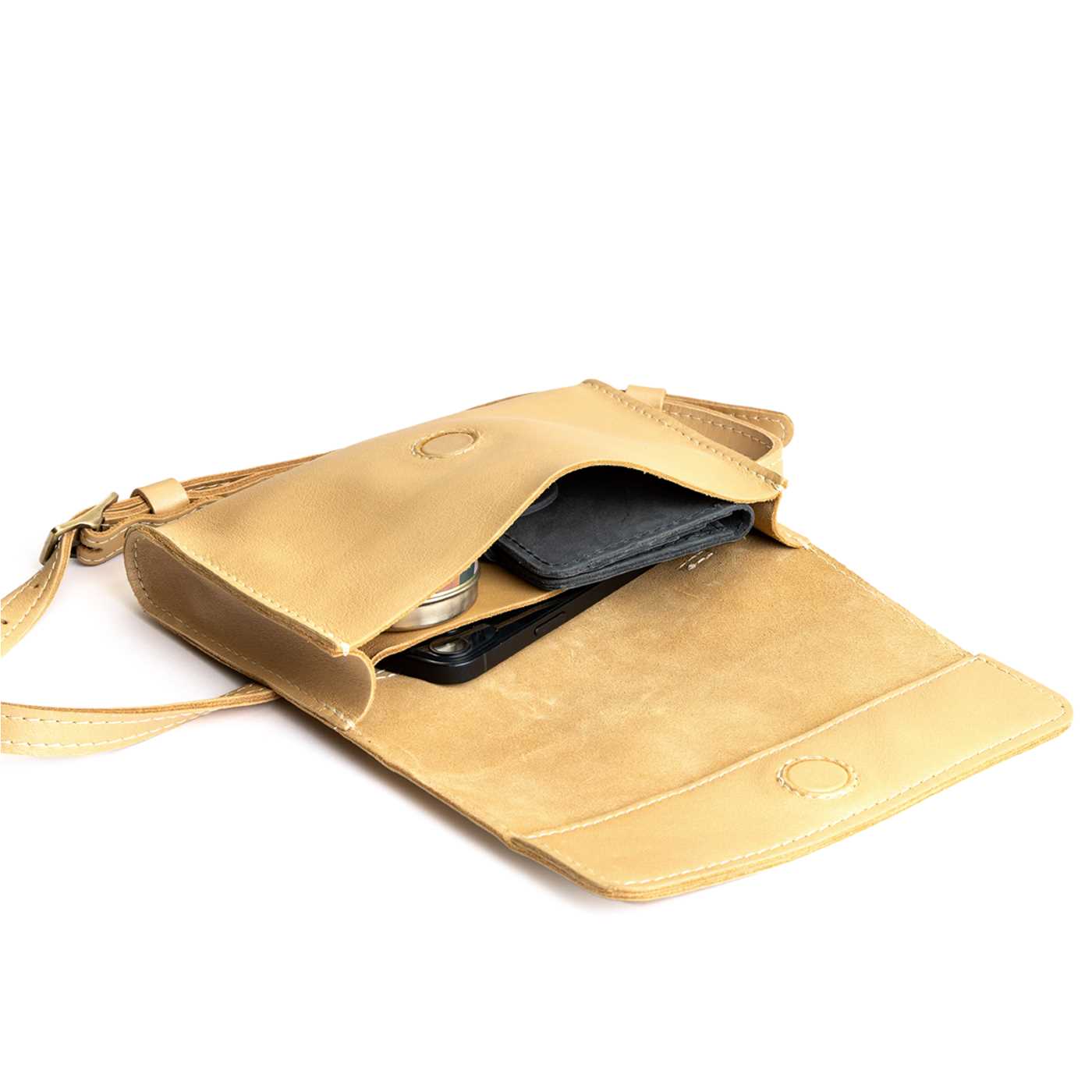  Champagne | Petite bag with magnetic flap closure and adjustable belt strap