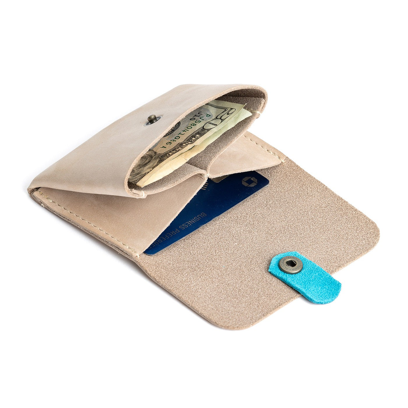 Dragon Bone | Open envelope snap wallet with contrast pull tab