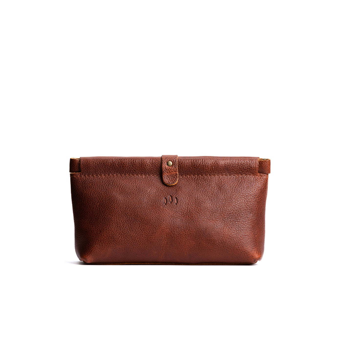 Nutmeg | Leather pouch with frame top closure and leather pull tab