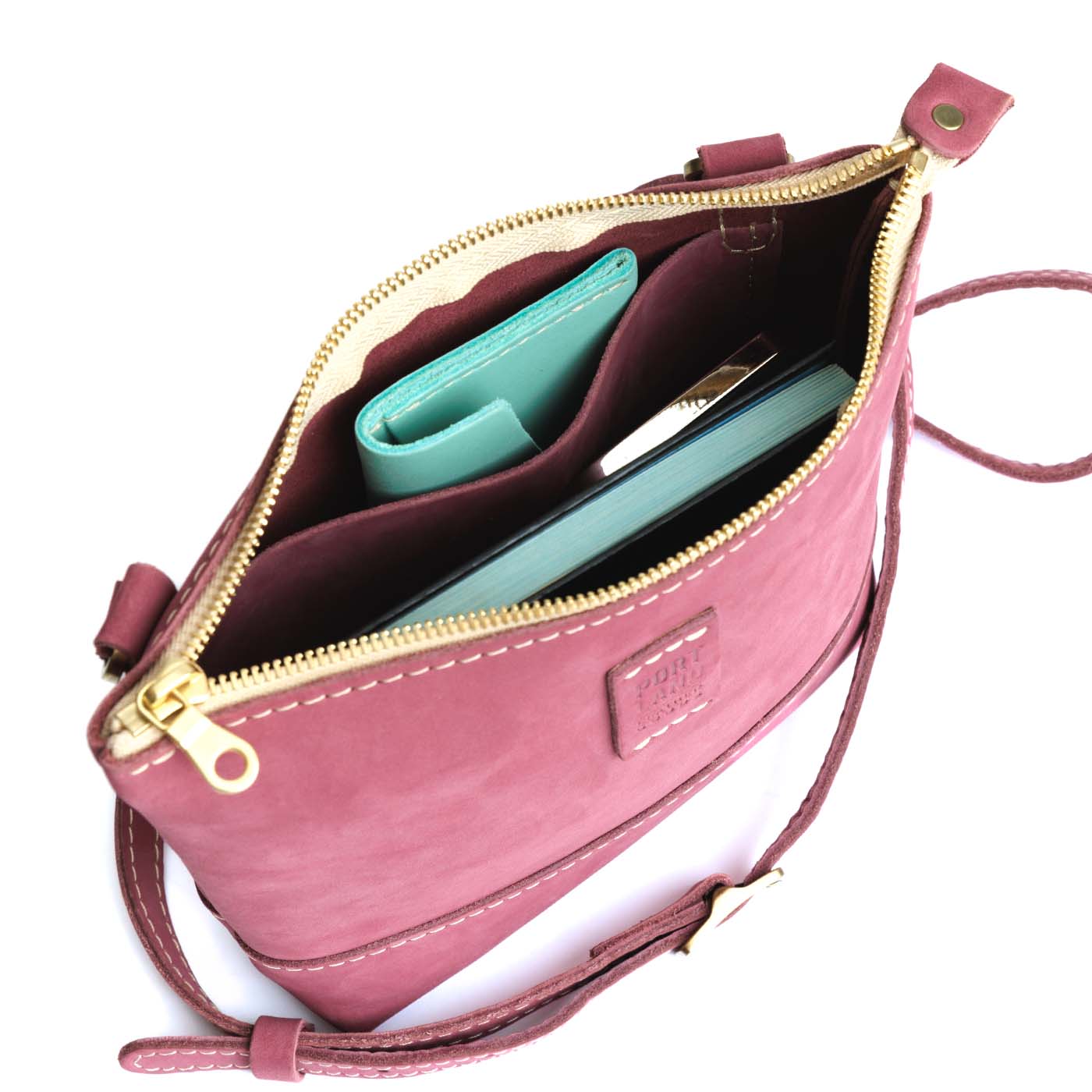  Foxglove | Small rectangular crossbody purse with top zipper and interior pocket