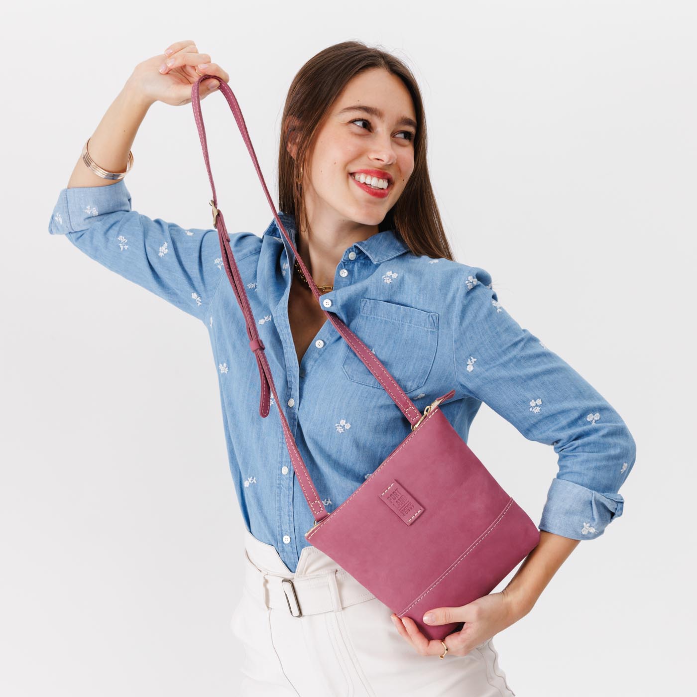  Foxglove | Small rectangular crossbody purse with top zipper and interior pocket