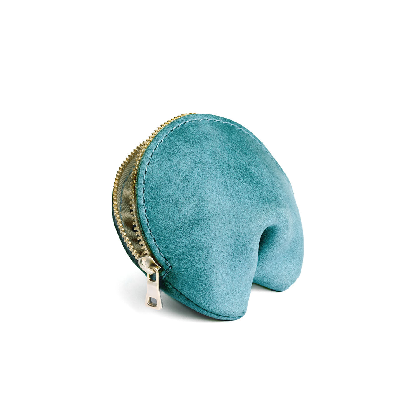 Aqua | Leather fortune cookie shaped pouch