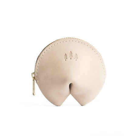 Bone | Leather fortune cookie shaped pouch