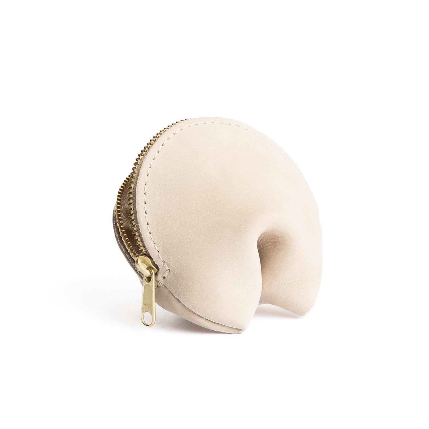 Bone | Leather fortune cookie shaped pouch