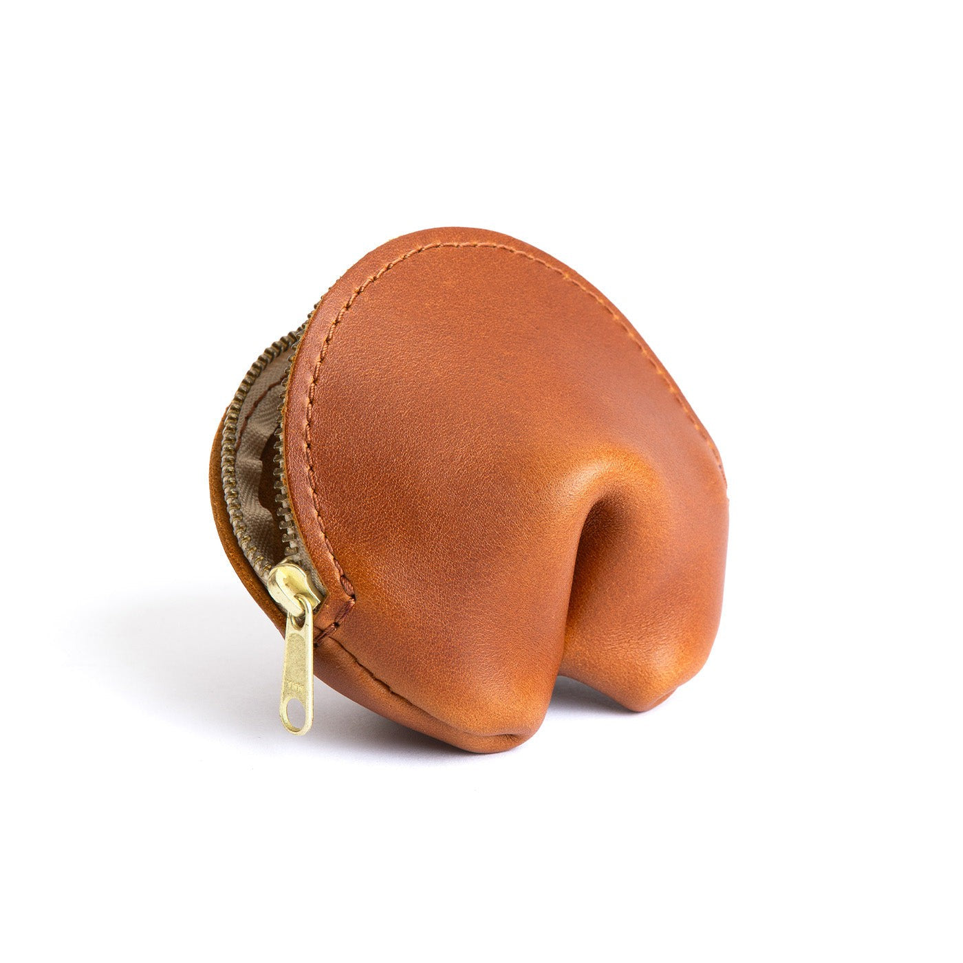 All Color: Honey | Leather fortune cookie shaped pouch