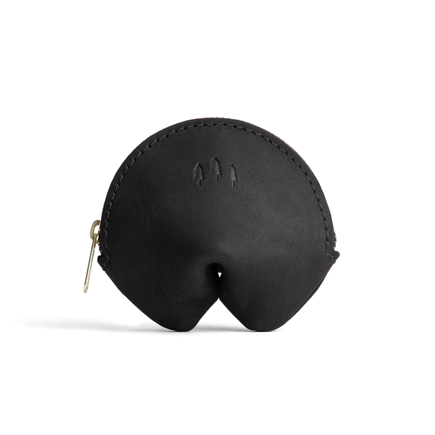 All Color: Shadow Black | Leather fortune cookie shaped pouch