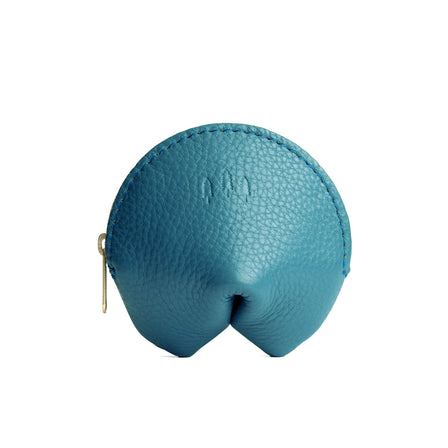 Turquoise | Leather fortune cookie shaped pouch