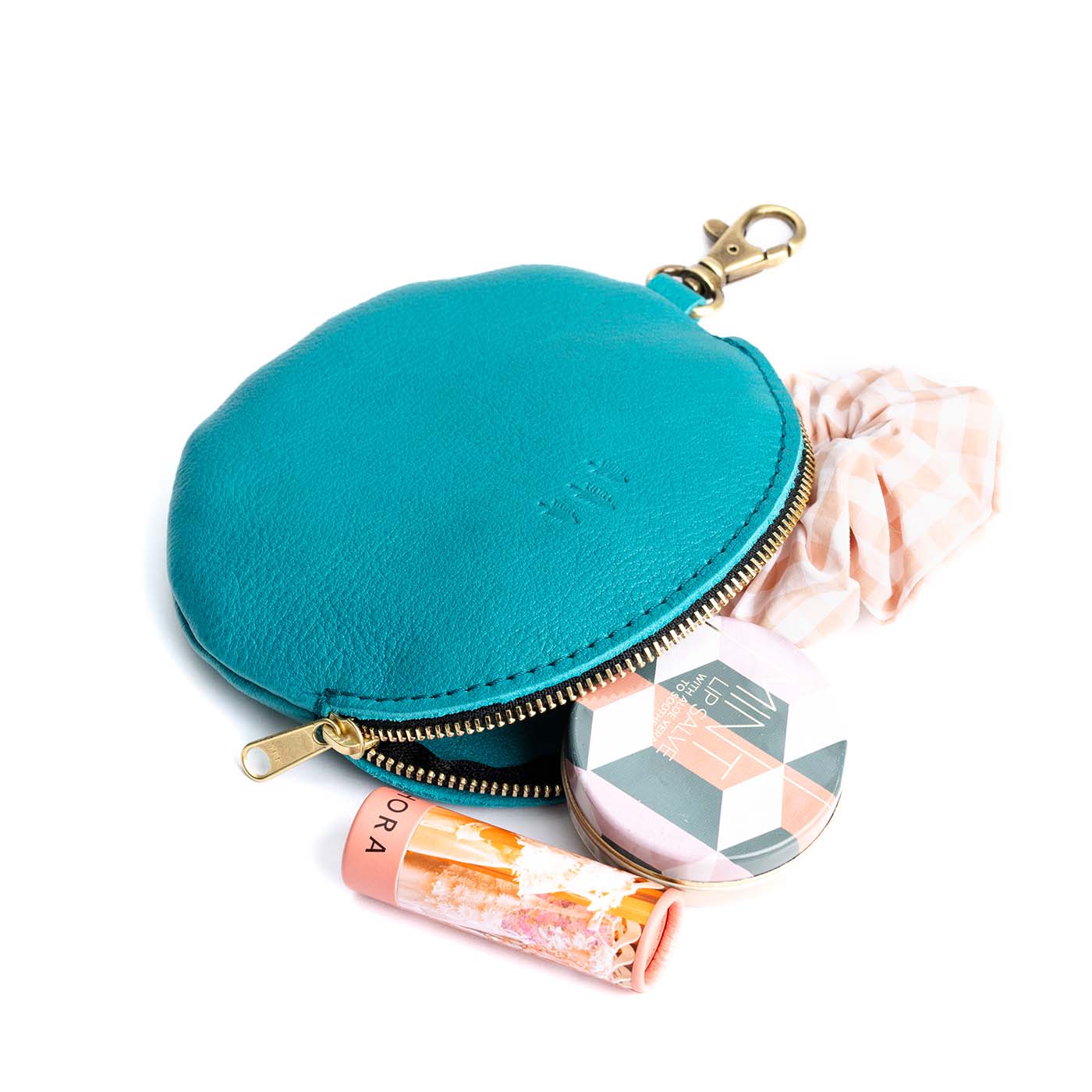 Baja | Leather flat round keychain pouch