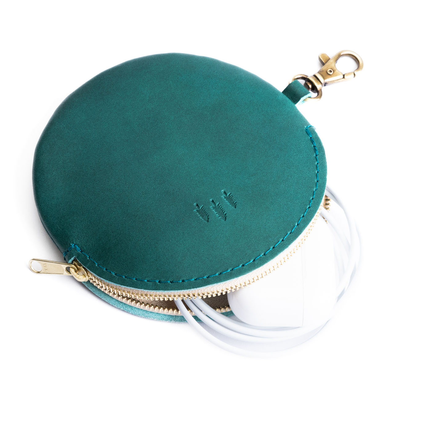 Caribbean | Leather flat round keychain pouch