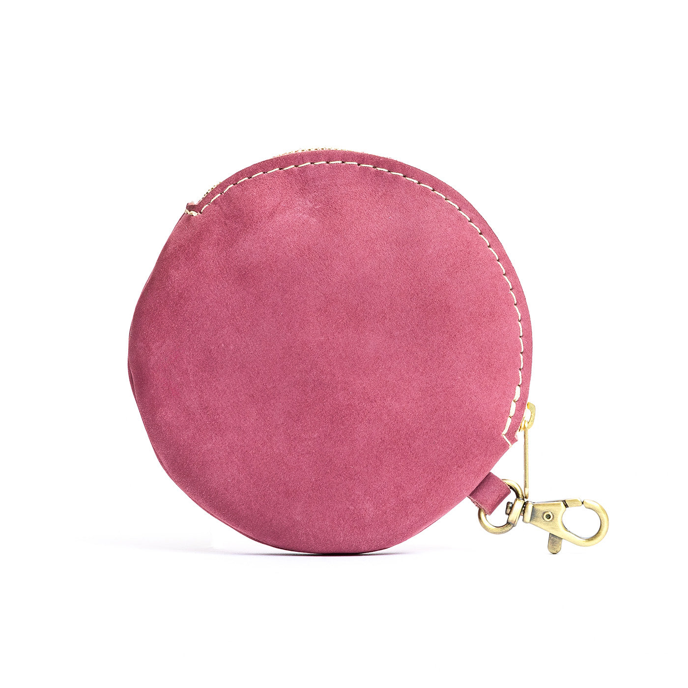 All Color: Foxglove | Leather flat round keychain pouch