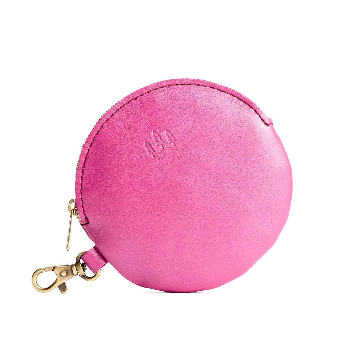 Lip Gloss | Leather flat round keychain pouch