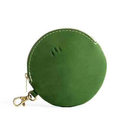 All Color: Succulent | Leather flat round keychain pouch