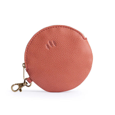 Watermelon | Leather flat round keychain pouch