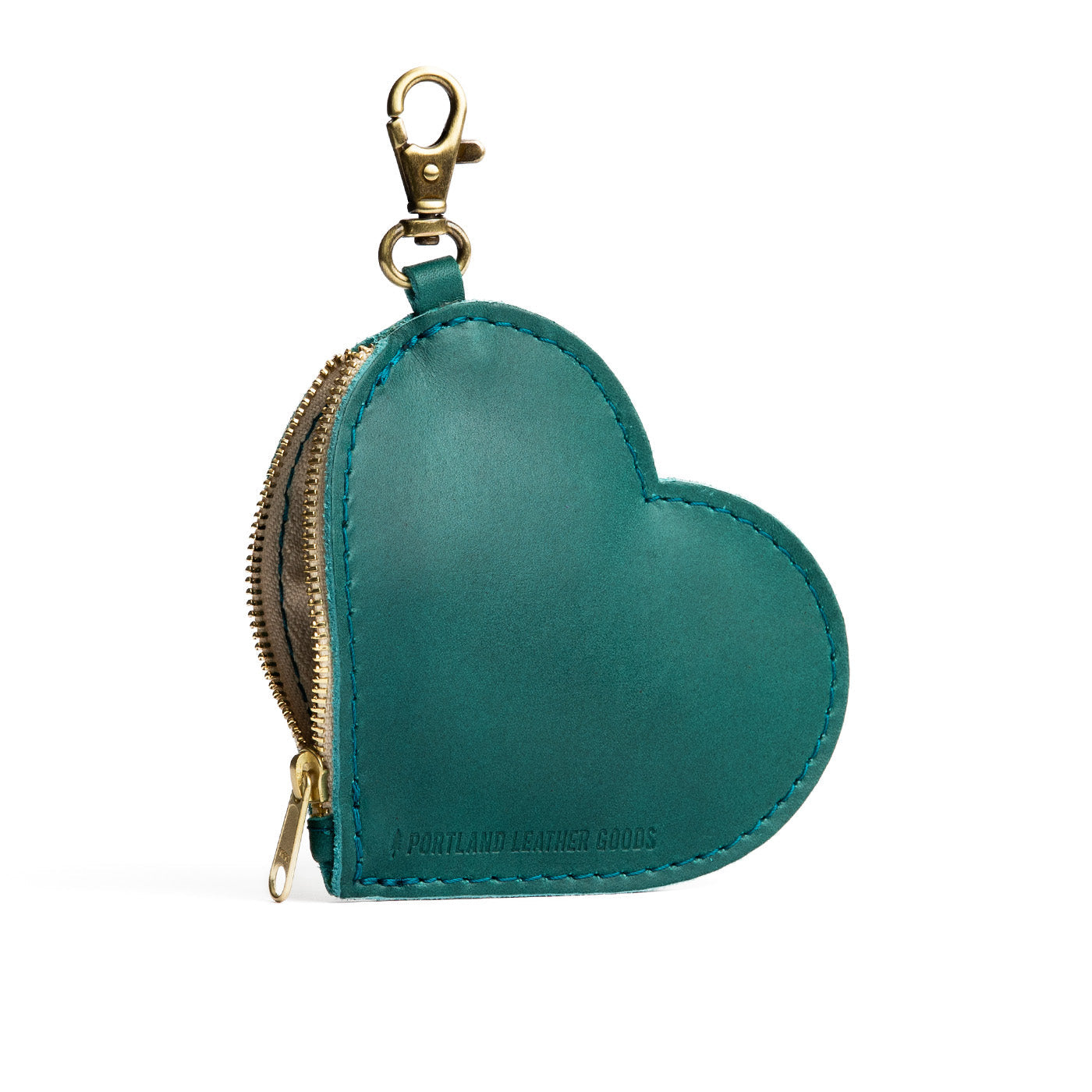 Caribbean | top zippered heart shaped pouch with keychain