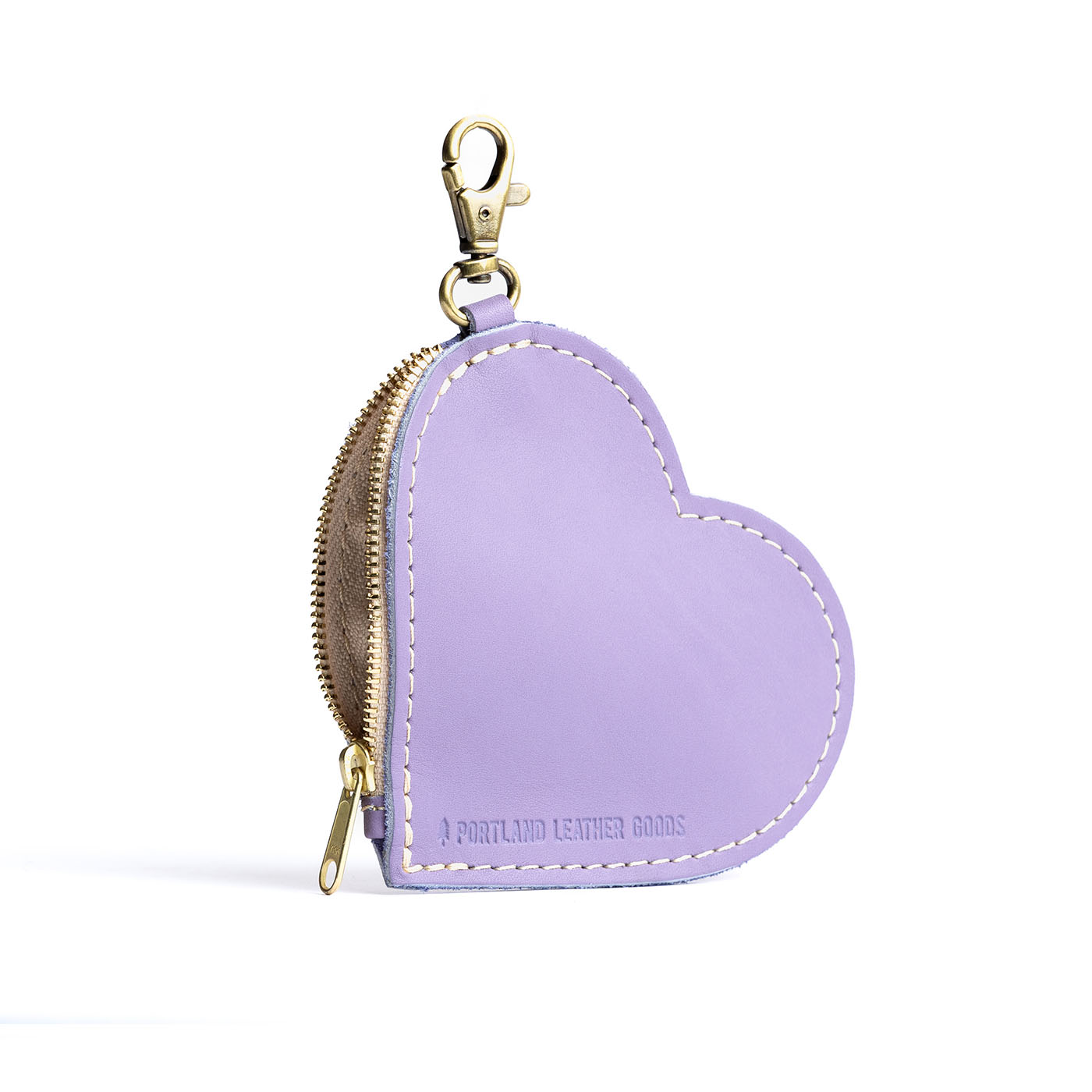 All Color: Lavender | top zippered heart shaped pouch with keychain