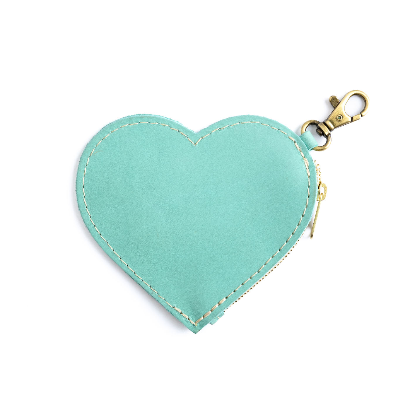 All Color: Mint | top zippered heart shaped pouch with keychain